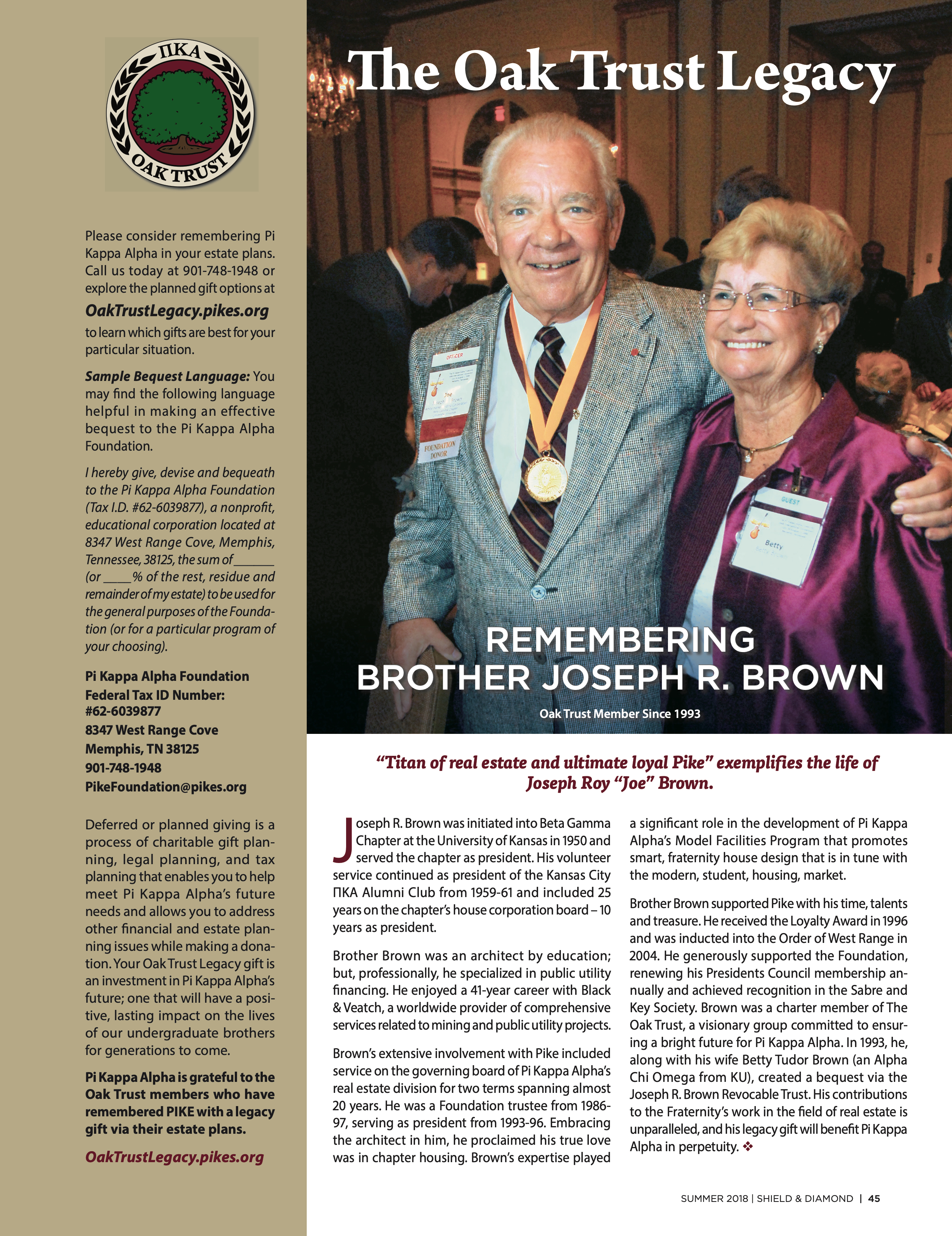 The Oak Trust Legacy, Summer 2018